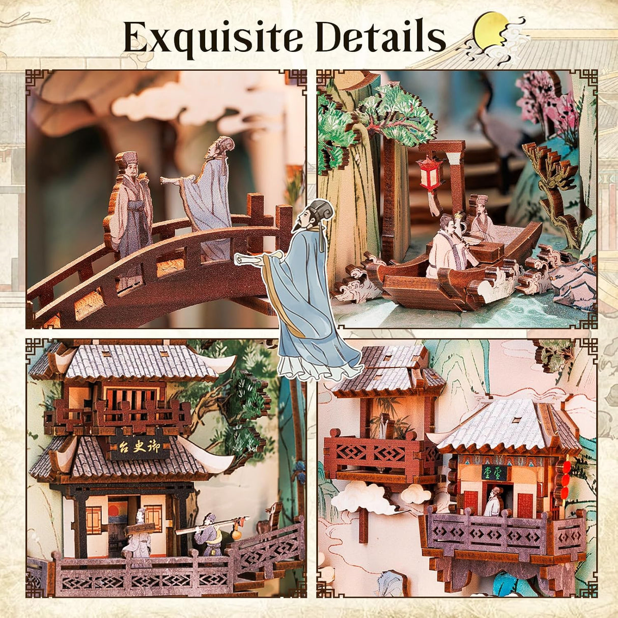 Book Nook Wizardi Miniature - Su Dongpo's Life Roombox Kit-4