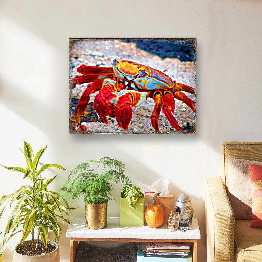 Crab Wood Wooden Coastal Wall Art by Nature Wonders - Coastal Sea-Life Decor - 95265B