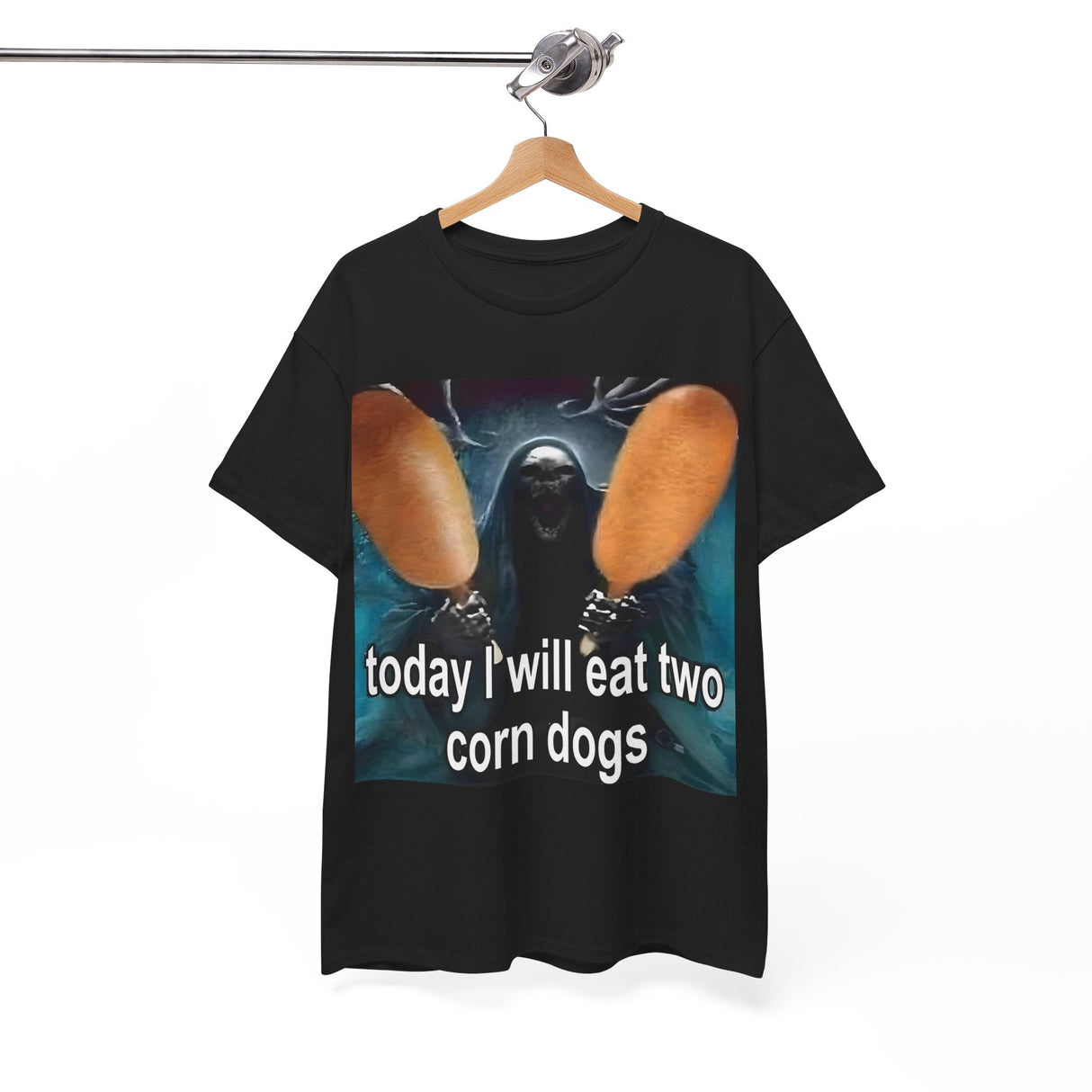 Camiseta divertida con meme "Hoy comeré dos perritos de maíz": divertida camiseta con humor gastronómico