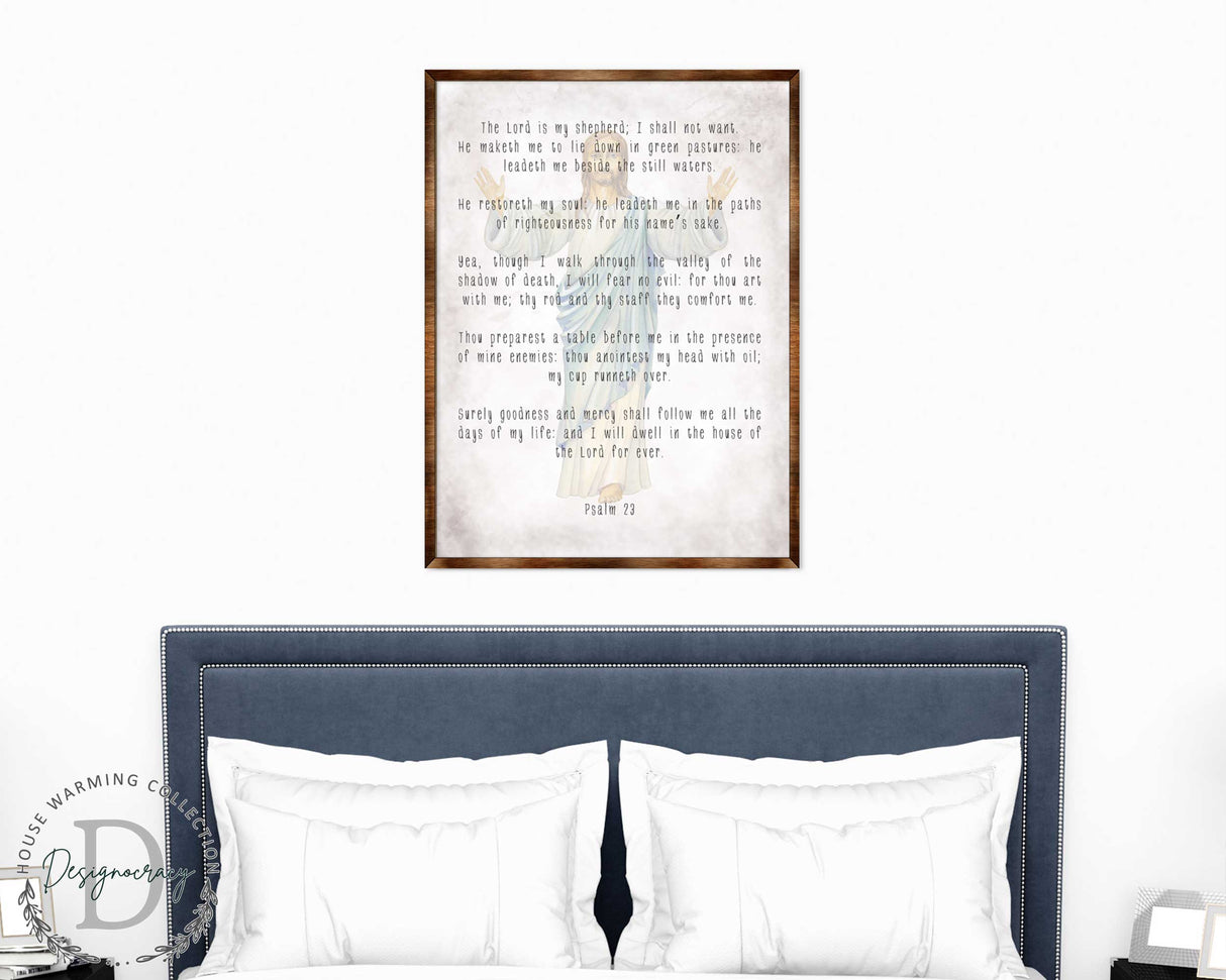 The Lord Is My Shepherd - Wooden Kitchen Blessing - PSALM 23 - Contemporary Decor - Religious Wall Art - Nursery Wall Art - 310334