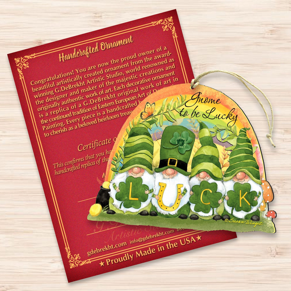 Adornos de madera de gnomos de San Patricio de Susan Winget - Decoración celta - 8471110-SW