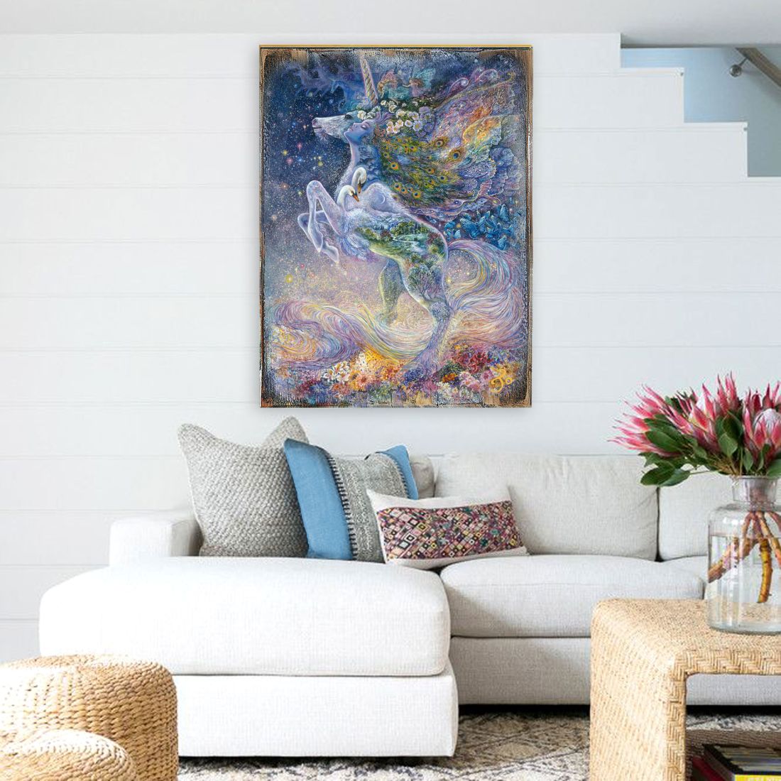 Arte mural de madera de fantasía "Alma de un unicornio" de Josephine Wall - Decoración de fantasía - 852128-JW
