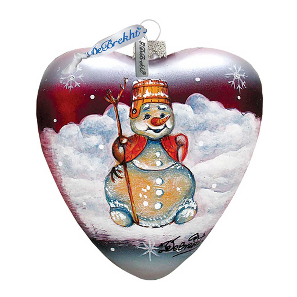 Adorno de cristal con forma de corazón de muñeco de nieve de G. DeBrekht - Decoración navideña de Papá Noel - 73331