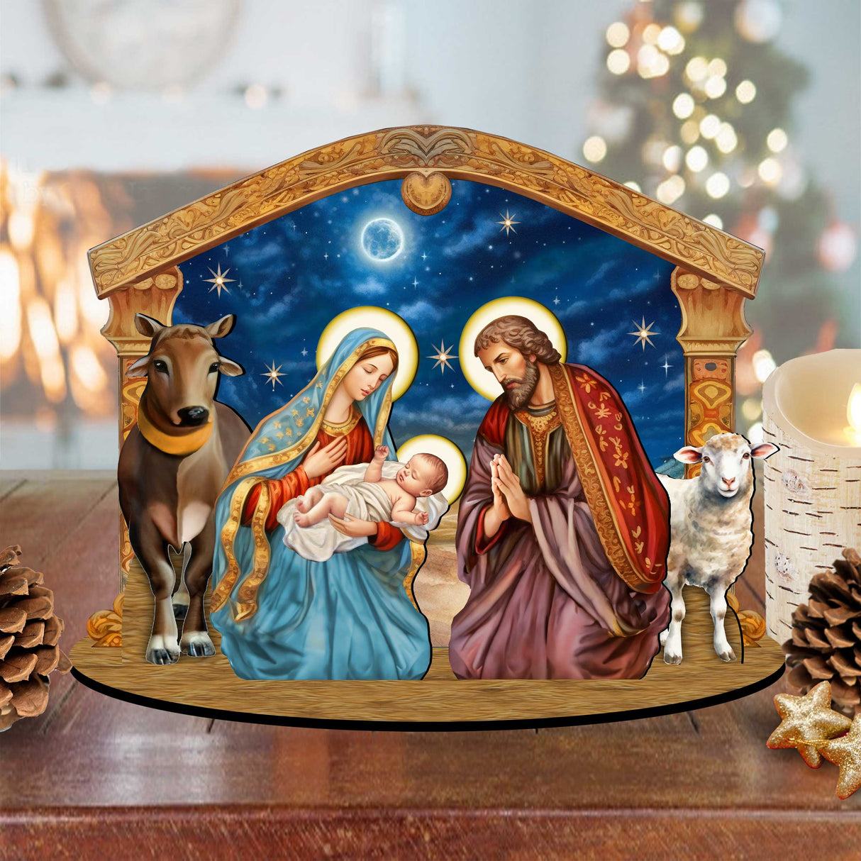 Holy Family Nativity Scene Decorative Village Set by G. Debrekht Nativity Holiday Decor - 852764