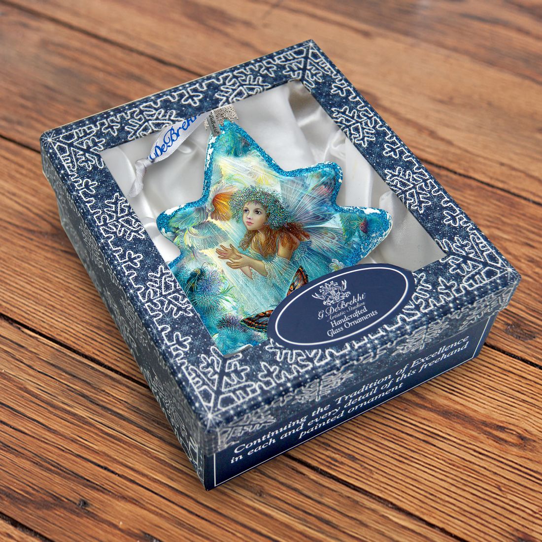 Adorno de cristal con forma de hada de flores de G. DeBrekht - Decoración navideña - 754-084
