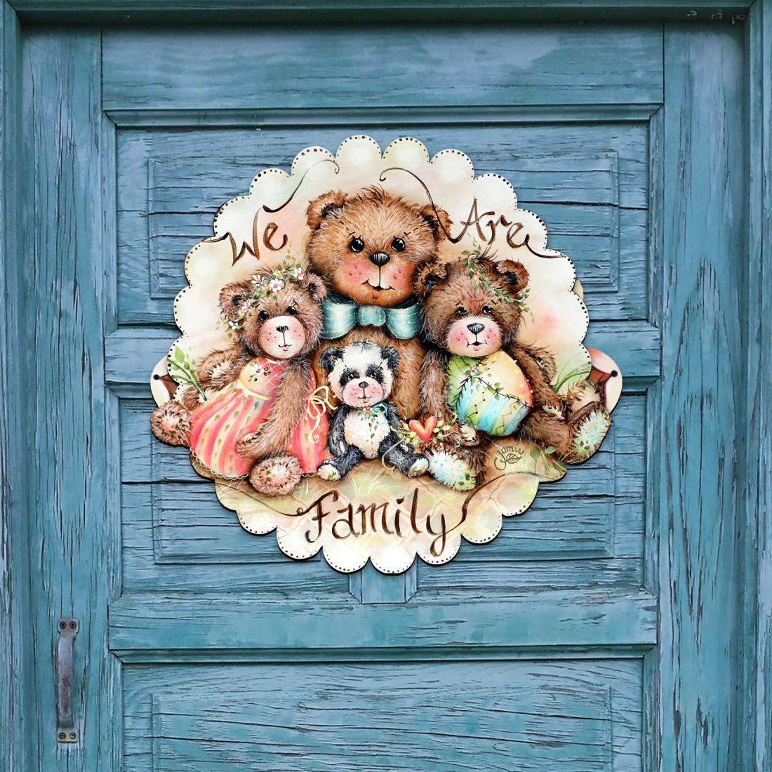 We Are Family Bears Holiday Door Decor by Jamie Mills-Price - Christmas Decor - 8457703H