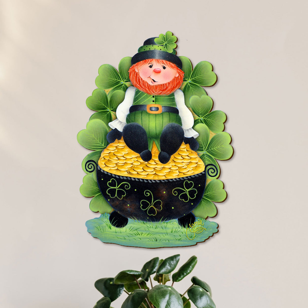 Lepricon's Pot Full of Gold Spring Door Decor by Jamie Mills-Price - Celtic Decor - 8457707H-MP