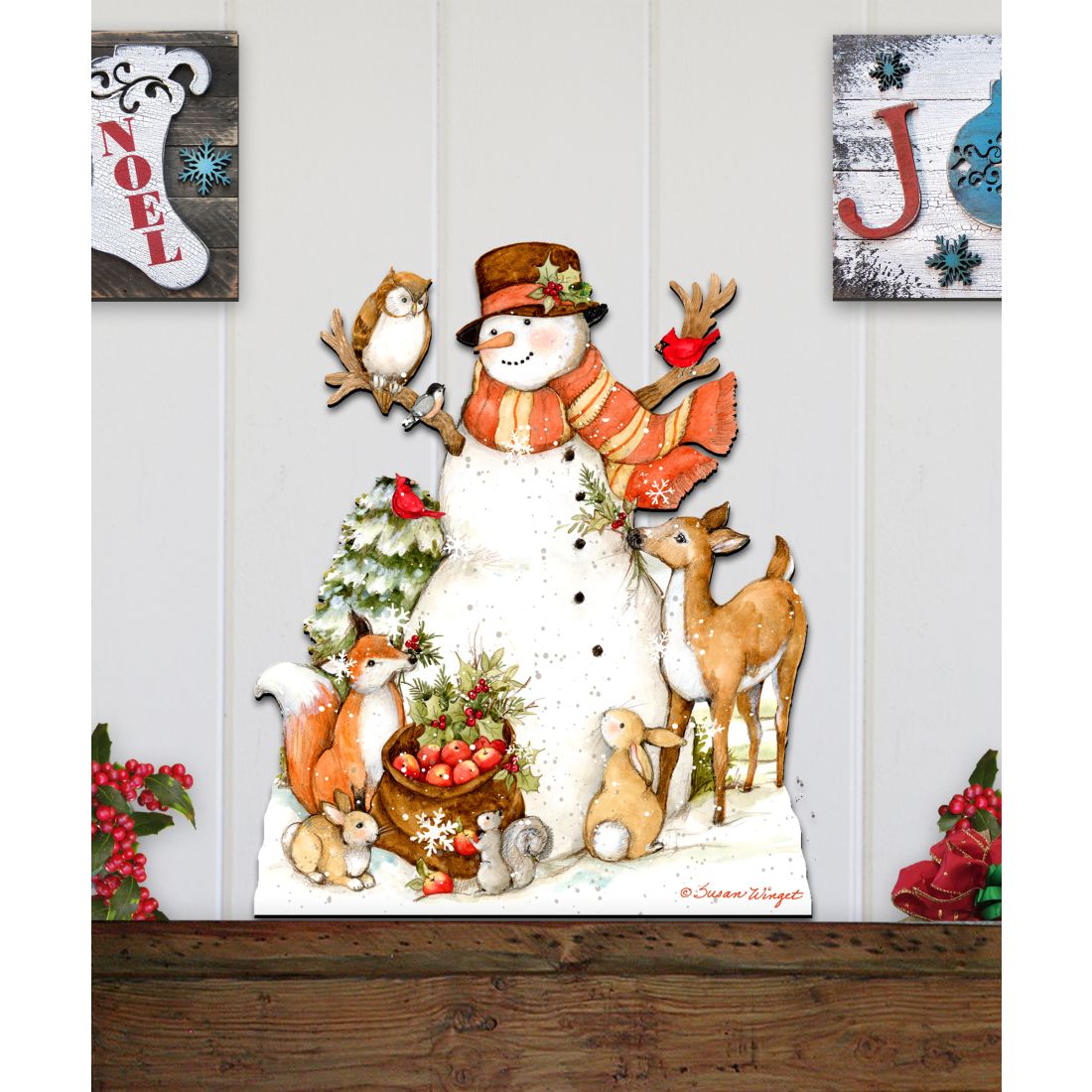 Ivory Snowman Christmas Door Decor by Susan Winget - Christmas Santa and Snowman Decor - 8471107H-SW
