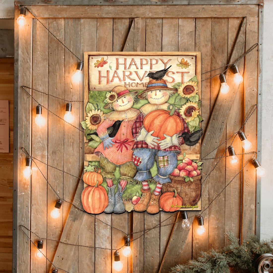 Happy Harvest Halloween Couple Door Decor by Susan Winget - Thanksgiving Halloween Decor - 8471203H-SW