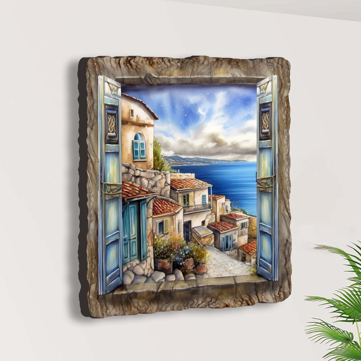 Coastal Town Window Wall Art by G. DeBrekht Coastal Décor - 8492107W
