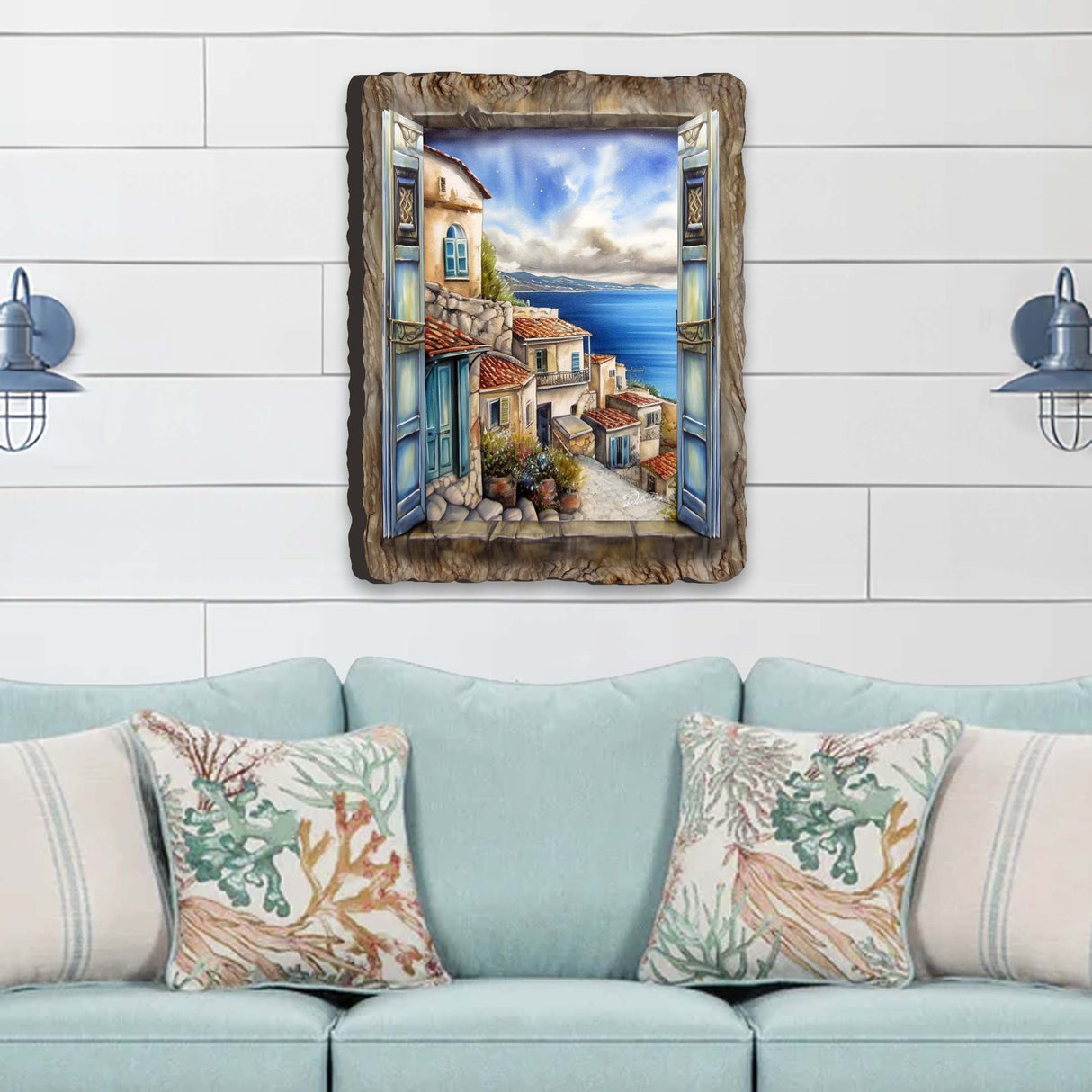 Coastal Town Window Wall Art by G. DeBrekht Coastal Décor - 8492107W