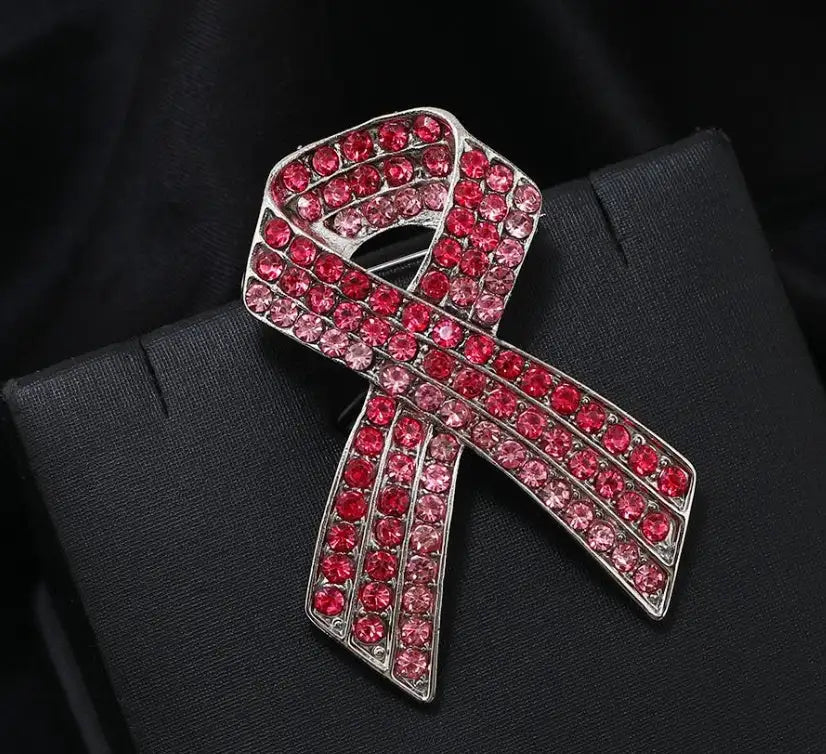 2pc Full Diamond Red Ribbon Alloy Brooch - Lootquake