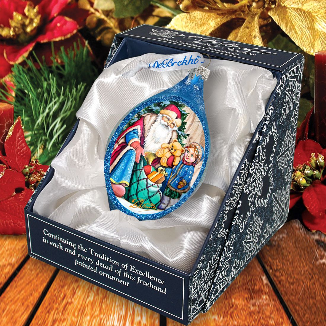 Adorno de cristal con forma de bolsa de juguetes de G. DeBrekht - Decoración navideña de Papá Noel y muñeco de nieve - 757-024