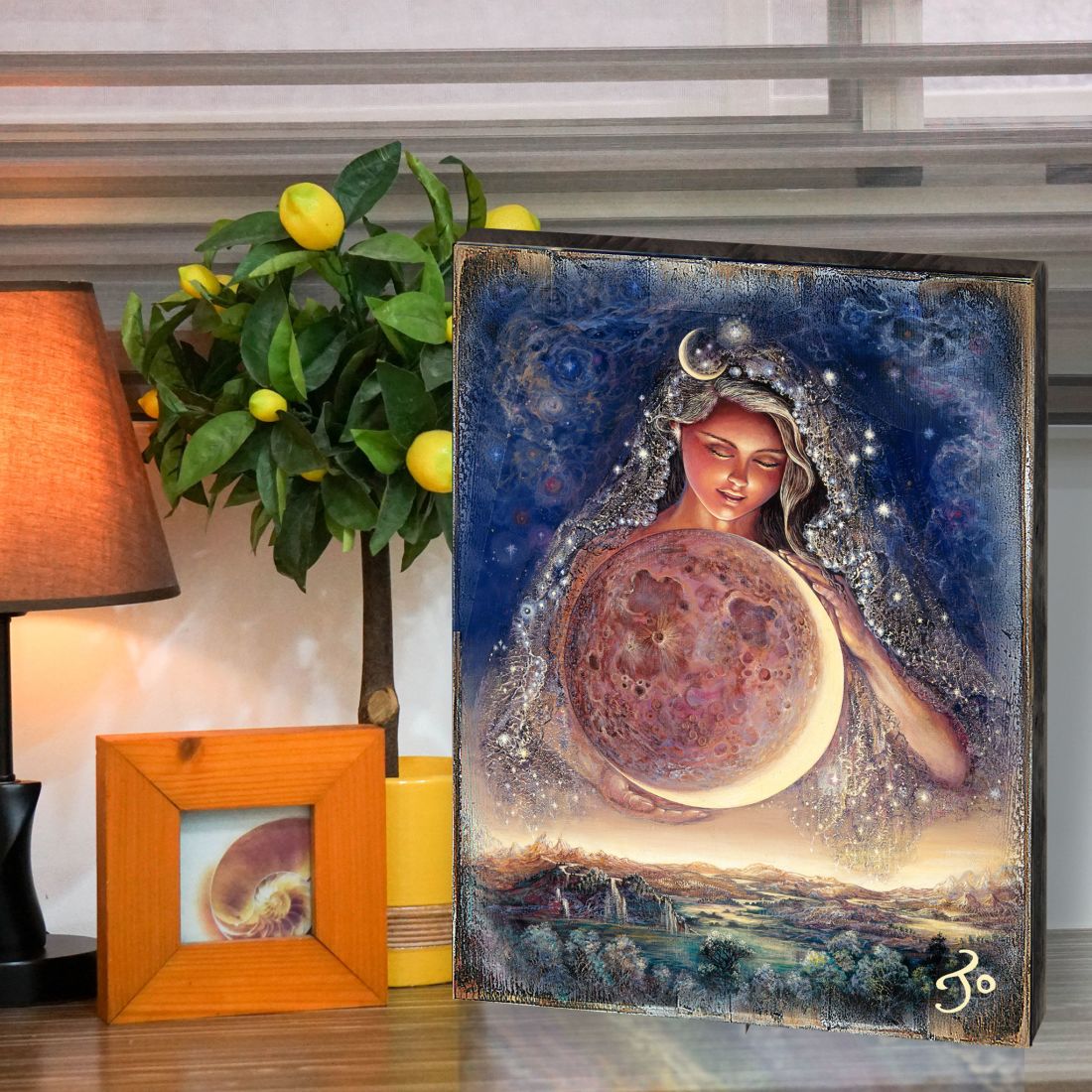 Moon Goddess Fantasy Wooden Wall Art by Josephine Wall - Fantasy Décor - 852119-JW