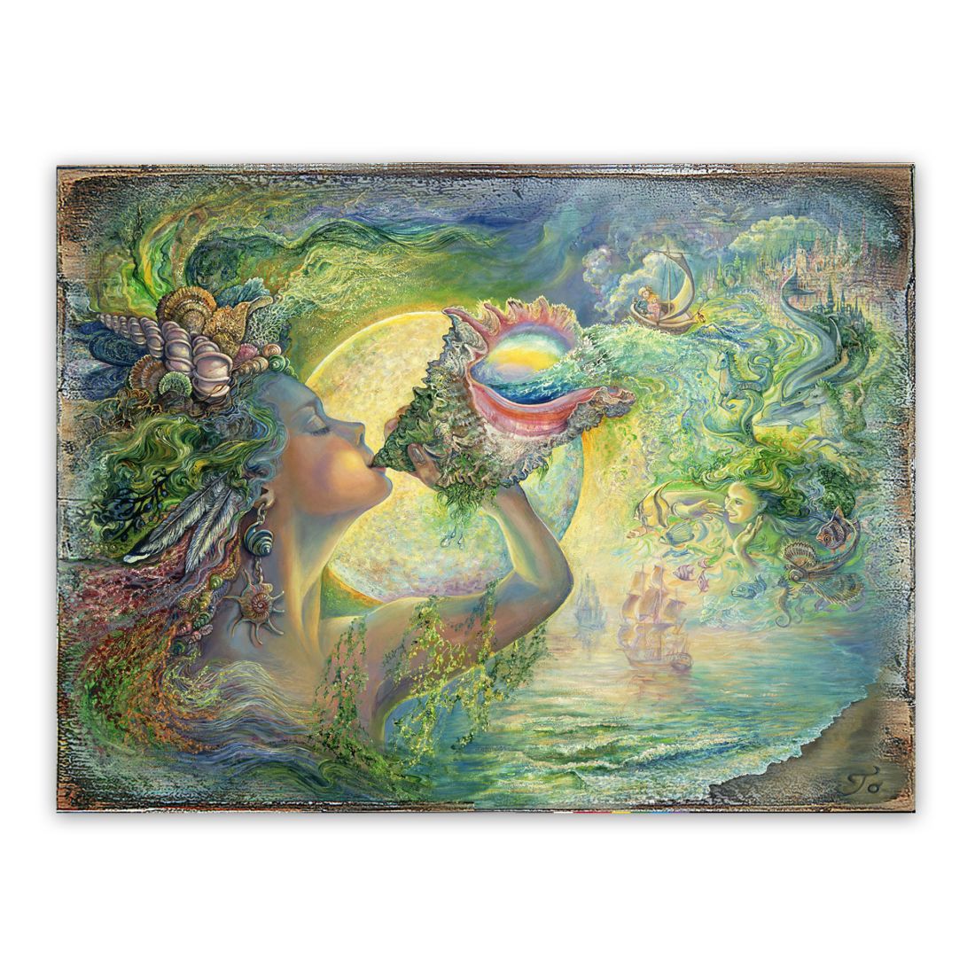Call of the Sea Fantasy Wooden Wall Art by Josephine Wall - Fantasy Décor - 852129-JW