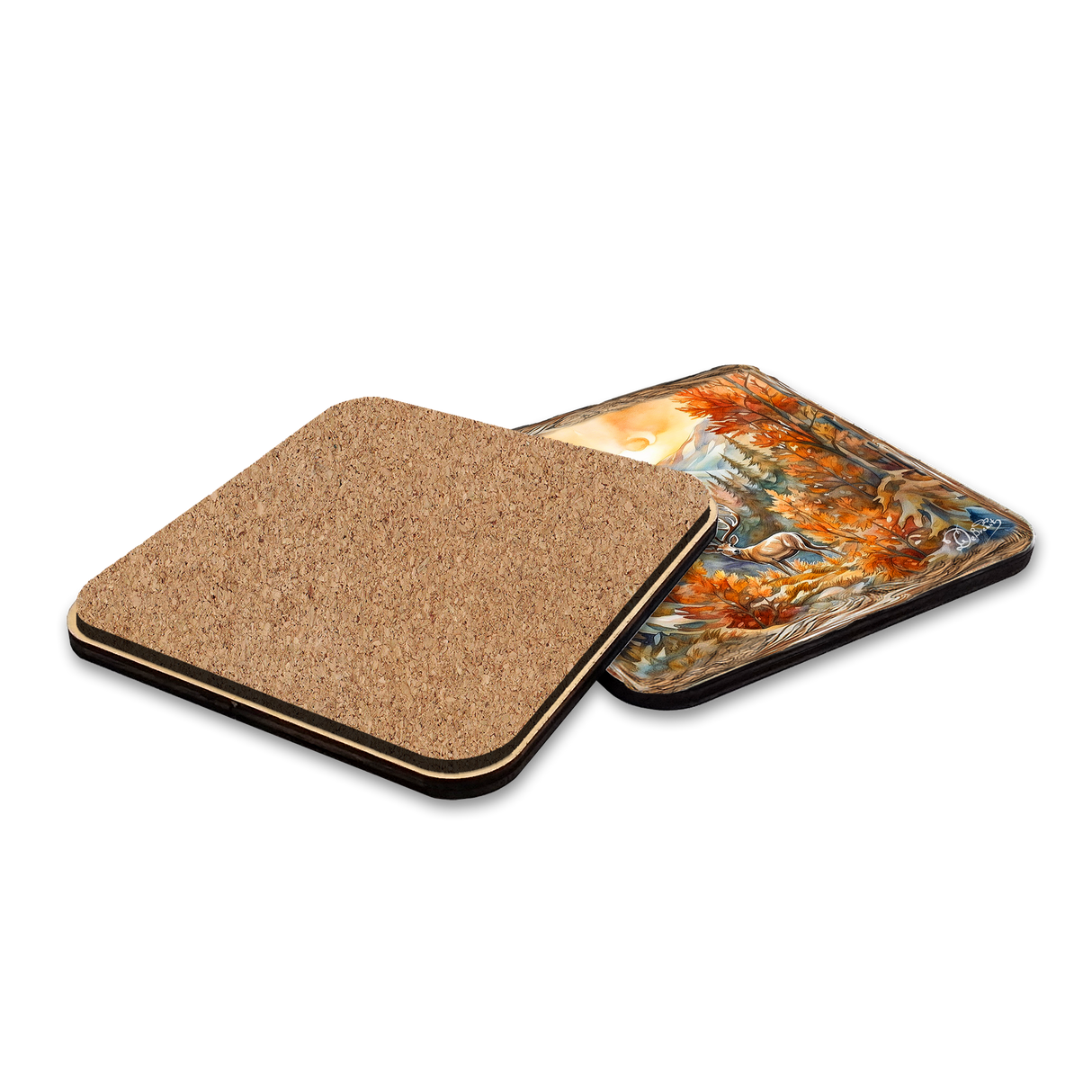 Caribou Wooden Cork Placemat and Coasters Gift Set of 7 by Nature Wonders Nature Wildlife Décor - 85408C-S7