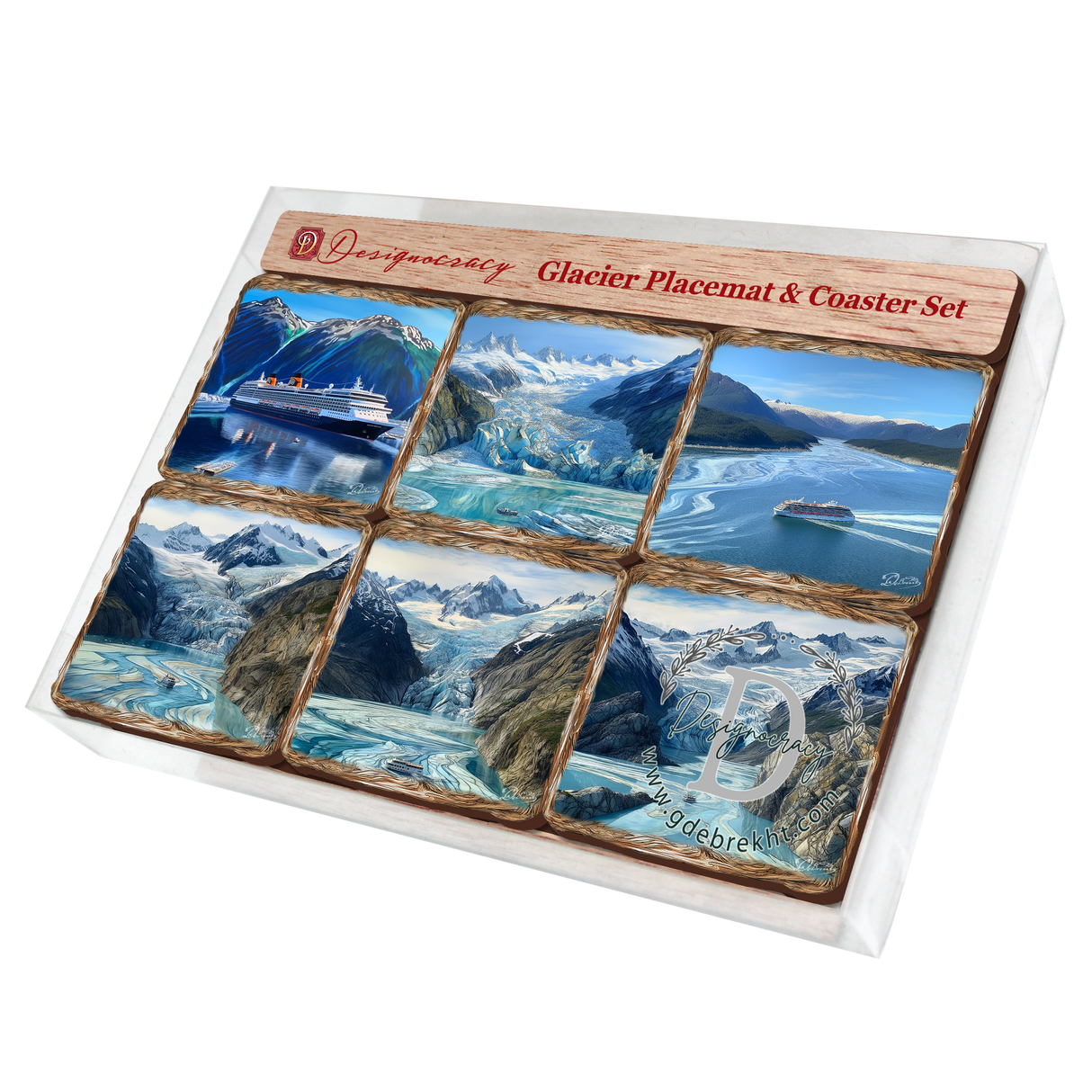 Cruise Ship Wooden Cork Placemat and Coasters Gift Set of 7 by Nature Wonders Nature Wildlife Décor - 85410C-S7