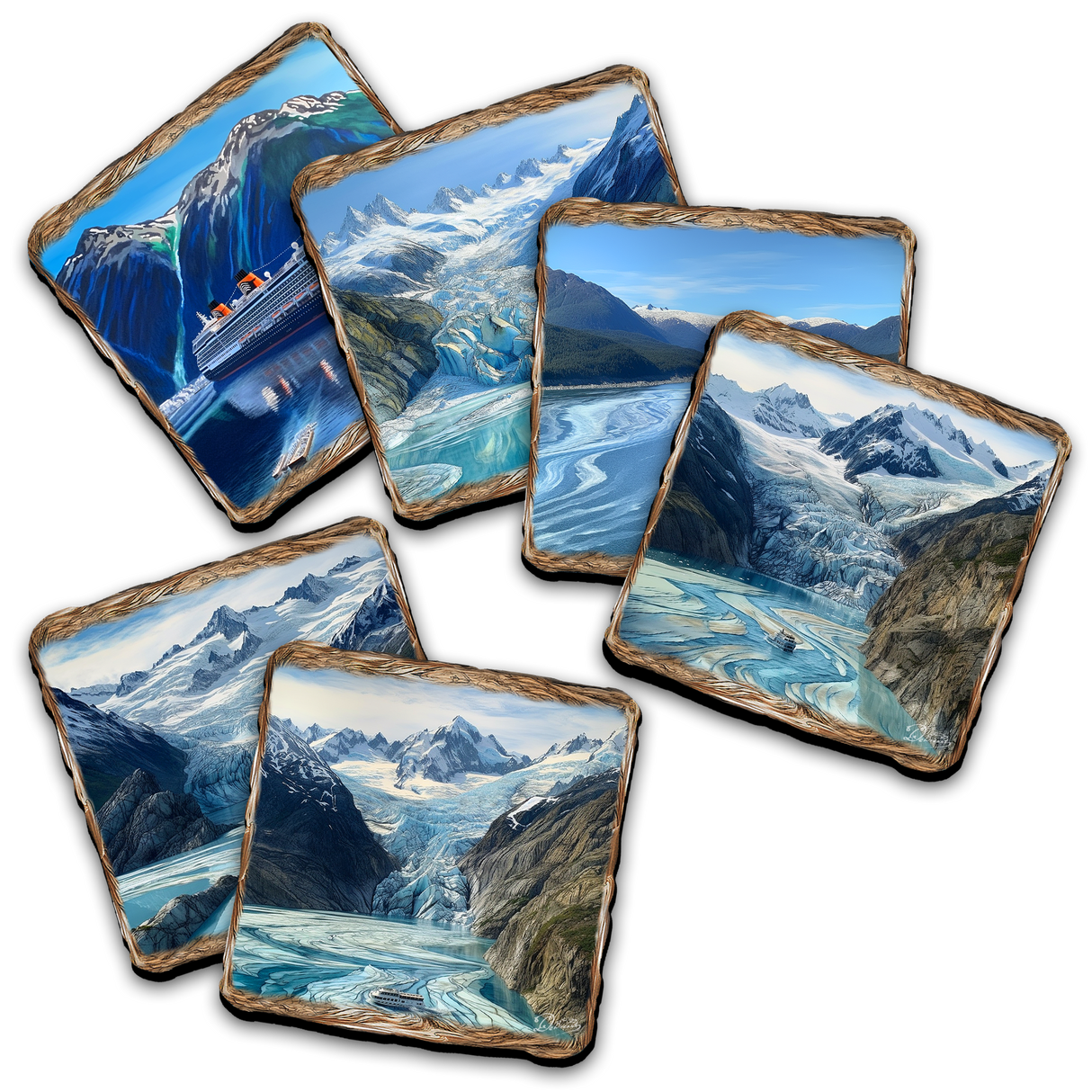 Cruise Ship Wooden Cork Placemat and Coasters Gift Set of 7 by Nature Wonders Nature Wildlife Décor - 85410C-S7