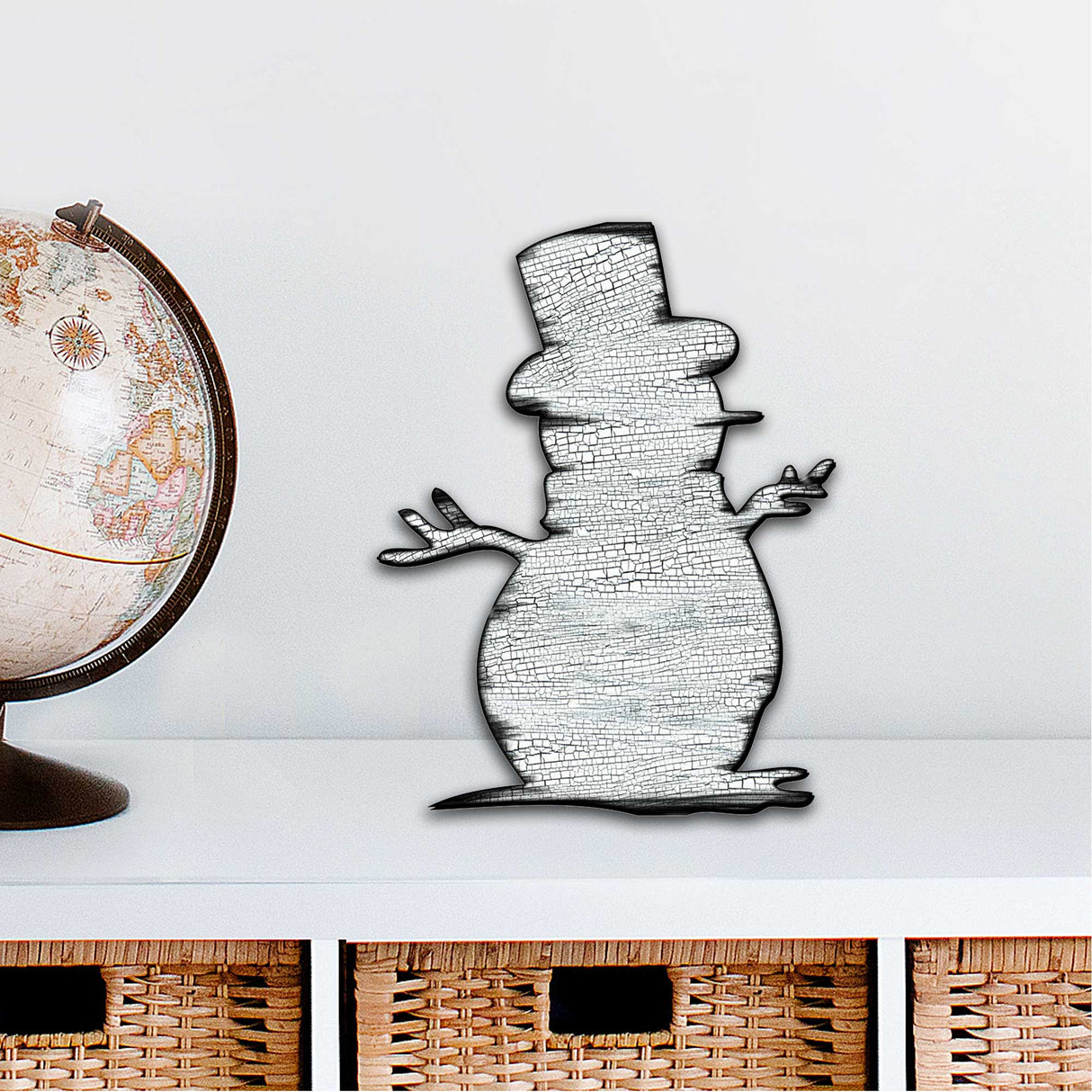 Decoración rústica para puerta con muñeco de nieve - Decoración navideña con Papá Noel y muñeco de nieve - 8198801H