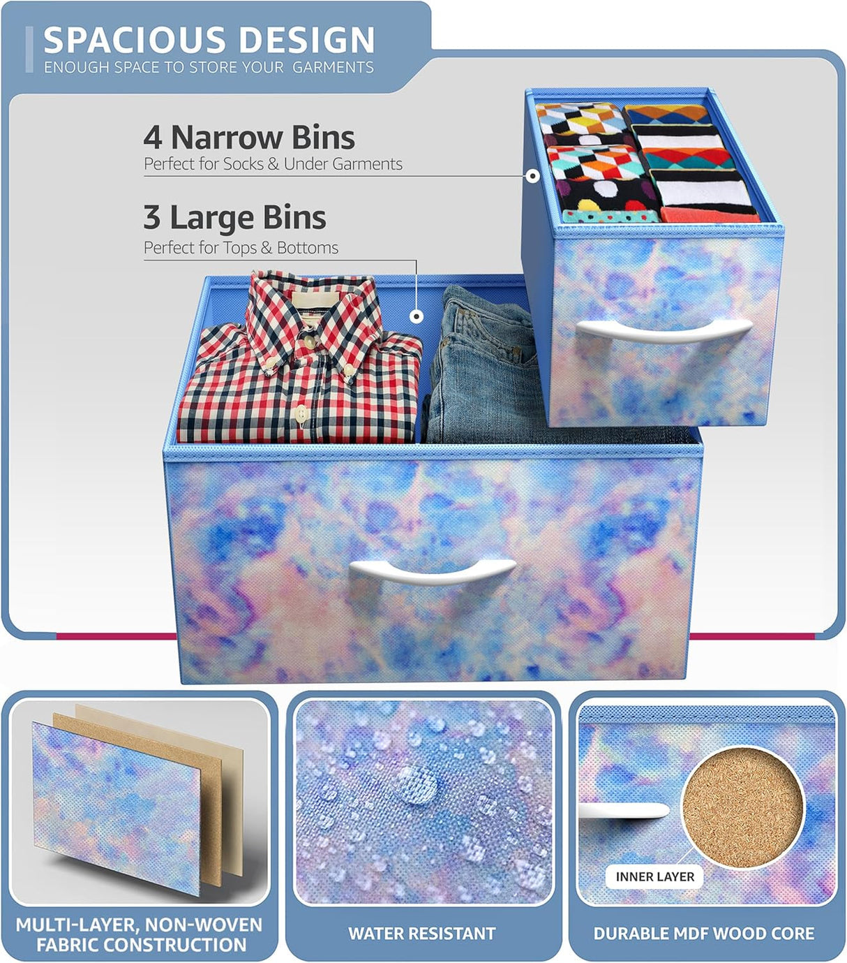 7 Drawer Kids Dresser Tie-Dye Fabric Bins-4