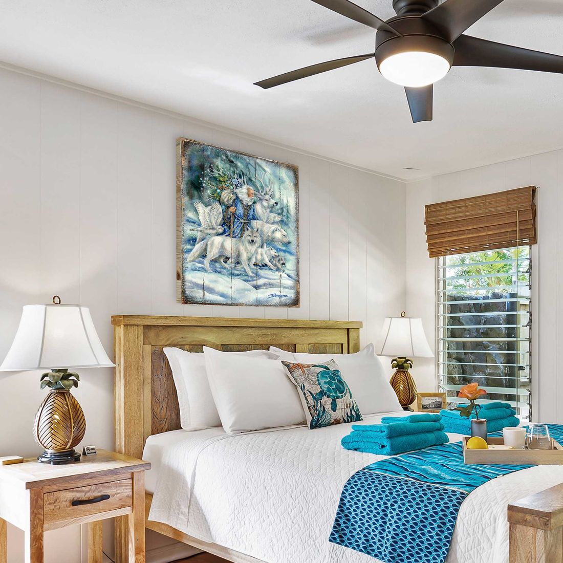 Cool Winds Father Winter Animals Wooden Wall Art by J. Bergsma - Nature Wildlife Décor - 8592862BP-JB