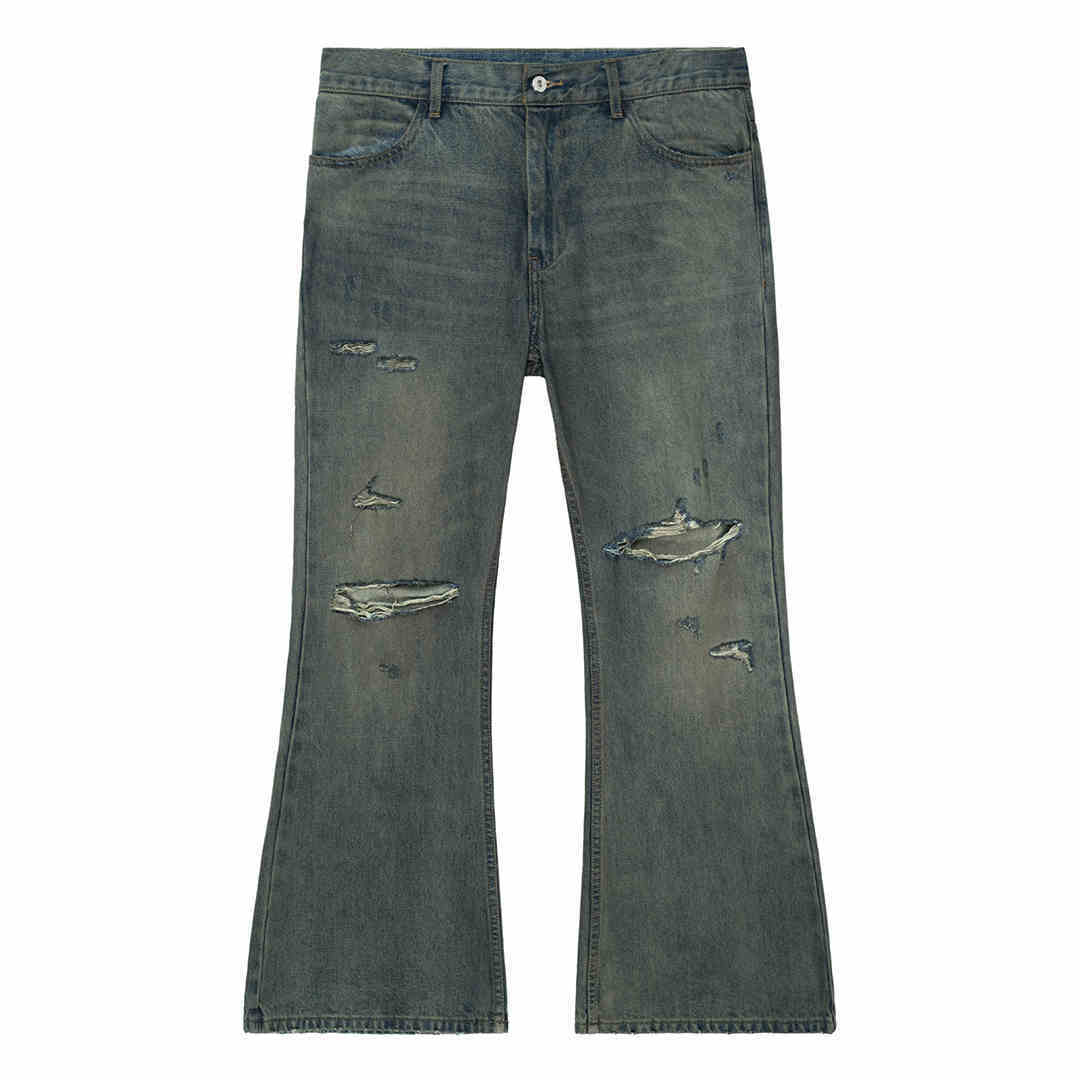 Cotton Retro Make Old Ripped Loose Micro-flared Trousers Jeans - Lootquake