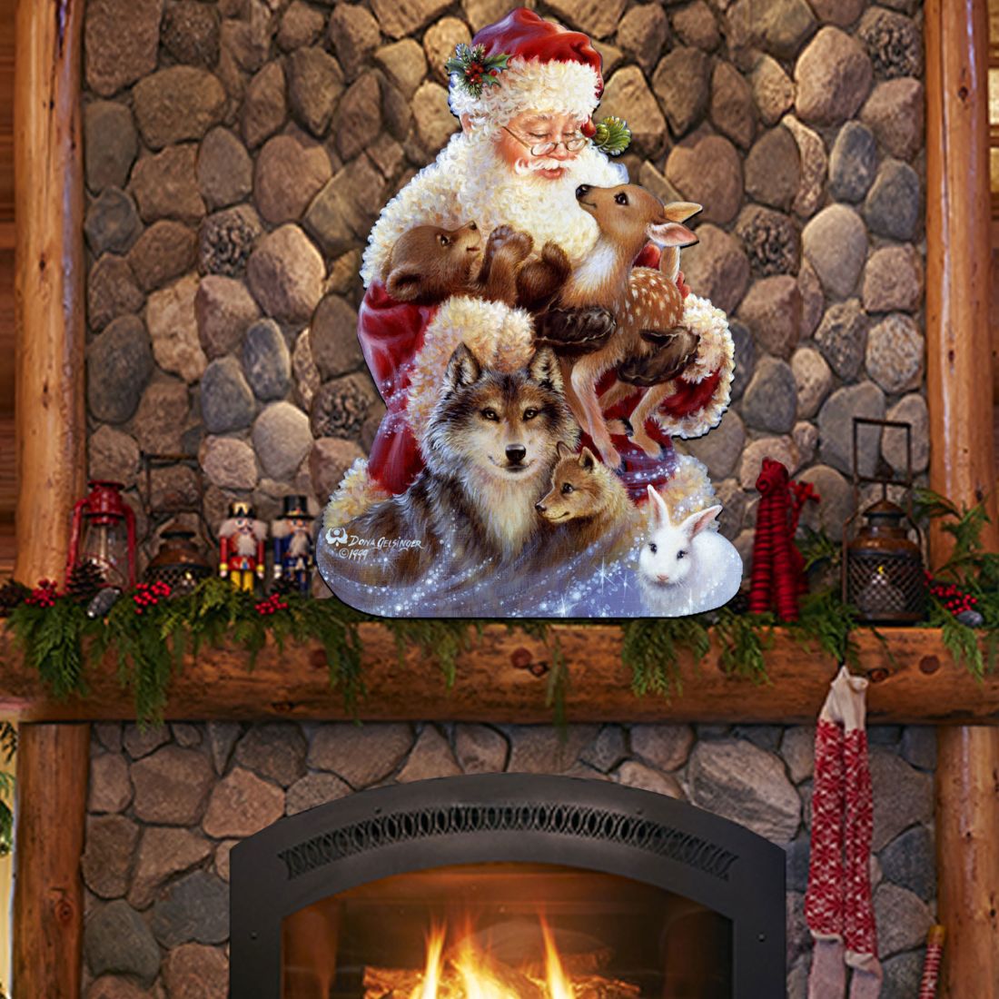 Santa Little Friends Christmas Door Decor by D. Gelsinger - Christmas Santa Snowman Decor - 8461012H-9914