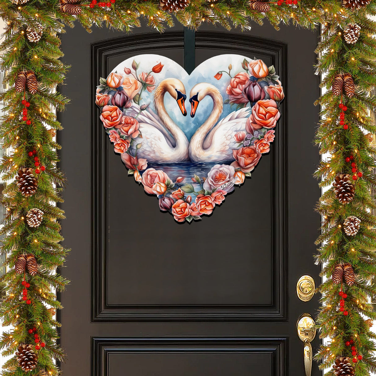 Decoración navideña para puertas con cisnes de G. Debrekht - Decoración infantil y familiar - 8611038H