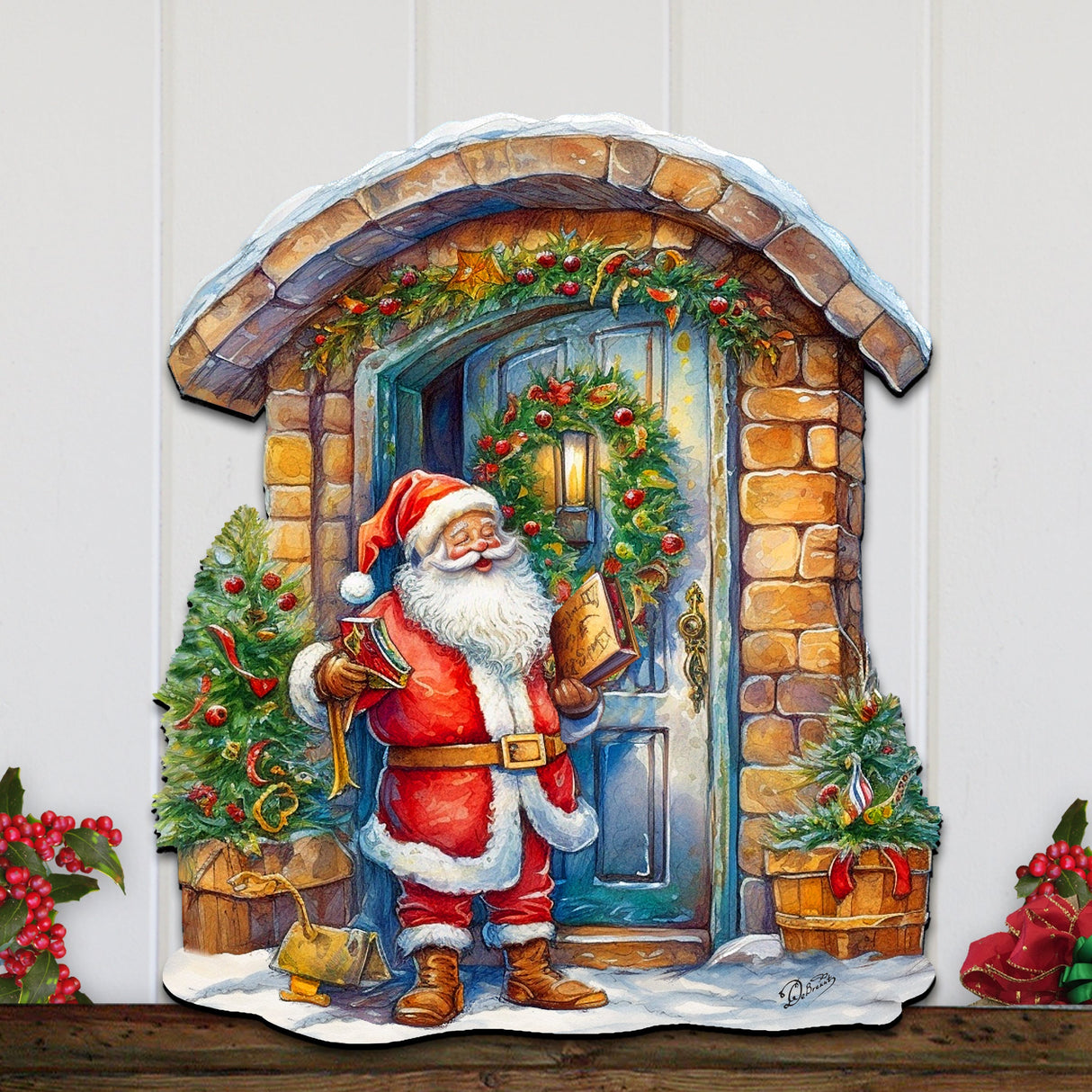 Joyful Moments at the Doorstep Holiday Door Decor by G. Debrekht - Christmas Santa Snowman Décor - 8611046H