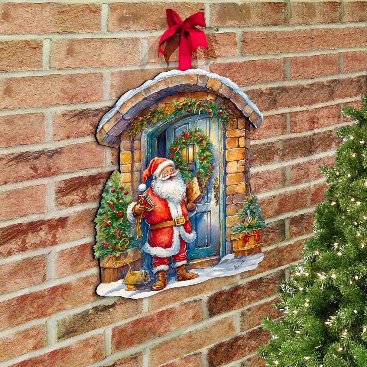 Joyful Moments at the Doorstep Holiday Door Decor by G. Debrekht - Christmas Santa Snowman Décor - 8611046H