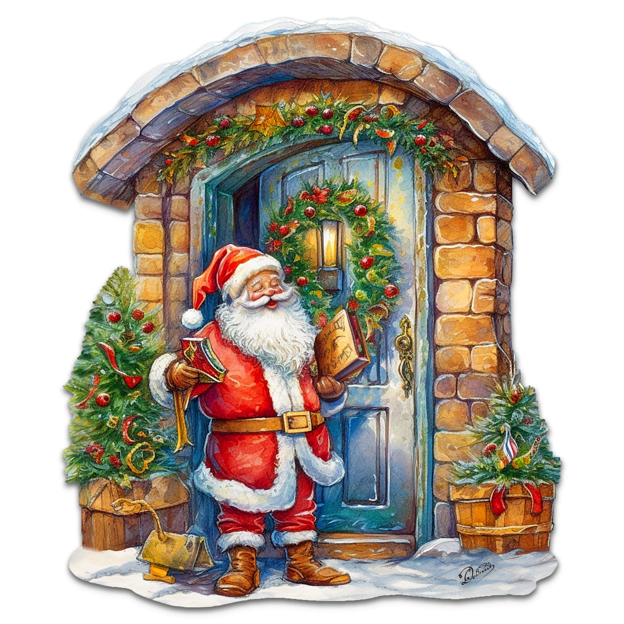 Joyful Moments at the Doorstep Holiday Door Decor by G. Debrekht - Christmas Santa Snowman Décor - 8611046H