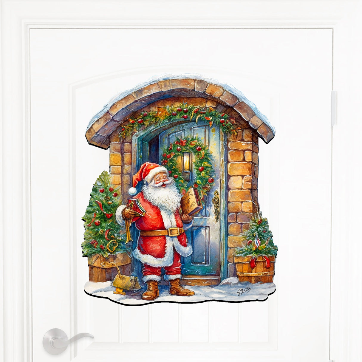 Joyful Moments at the Doorstep Holiday Door Decor by G. Debrekht - Christmas Santa Snowman Décor - 8611046H