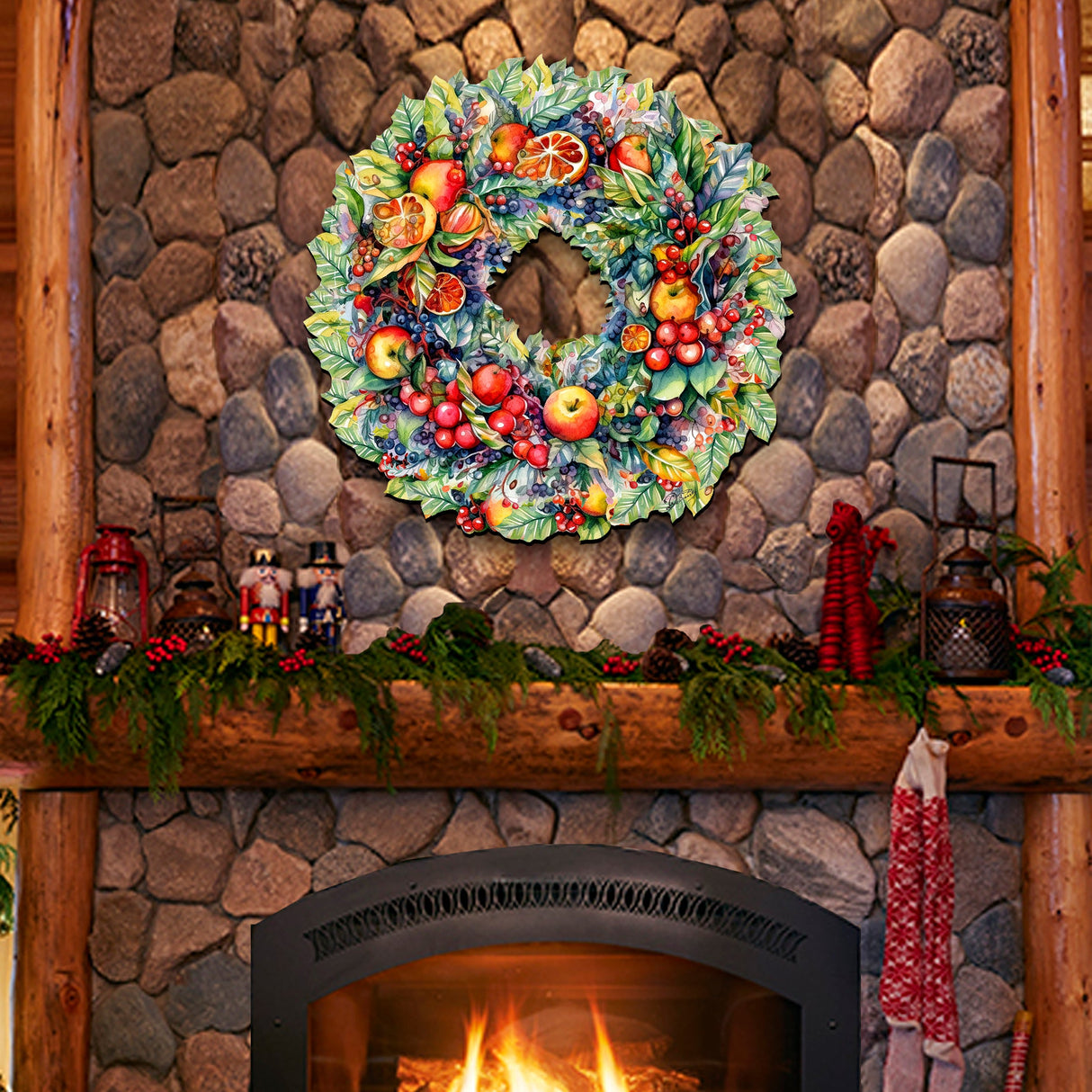 Corona de frutas de cosecha de verano, decoración navideña para puerta de G. Debrekht - Decoración de Halloween de otoño - 8611071H