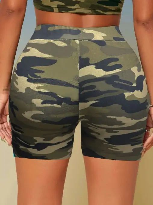 Ladies' Camouflage Perforated Fashionable Casual Shorts - Lootquake