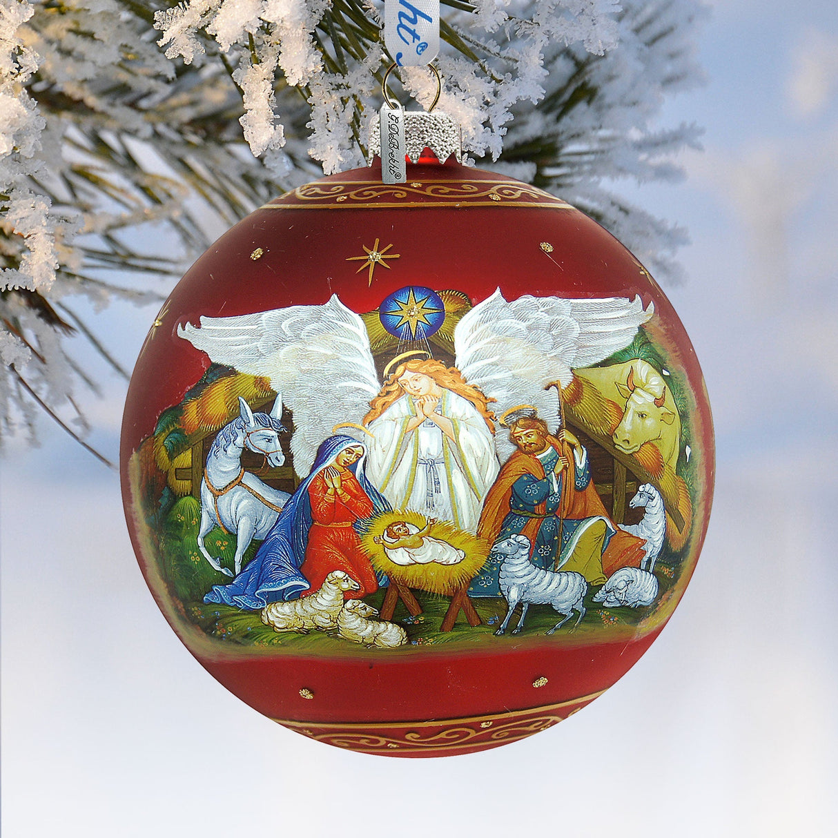Adorno navideño de cristal de edición limitada con forma de bola de la Natividad, luz de protección de gran tamaño - 73860 de G. DeBrekht