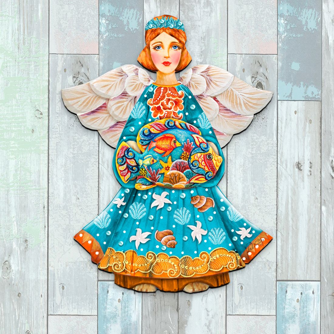 Decoración para puerta con el ángel guardián del mar de G. DeBrekht - Decoración costera navideña - 8152724H