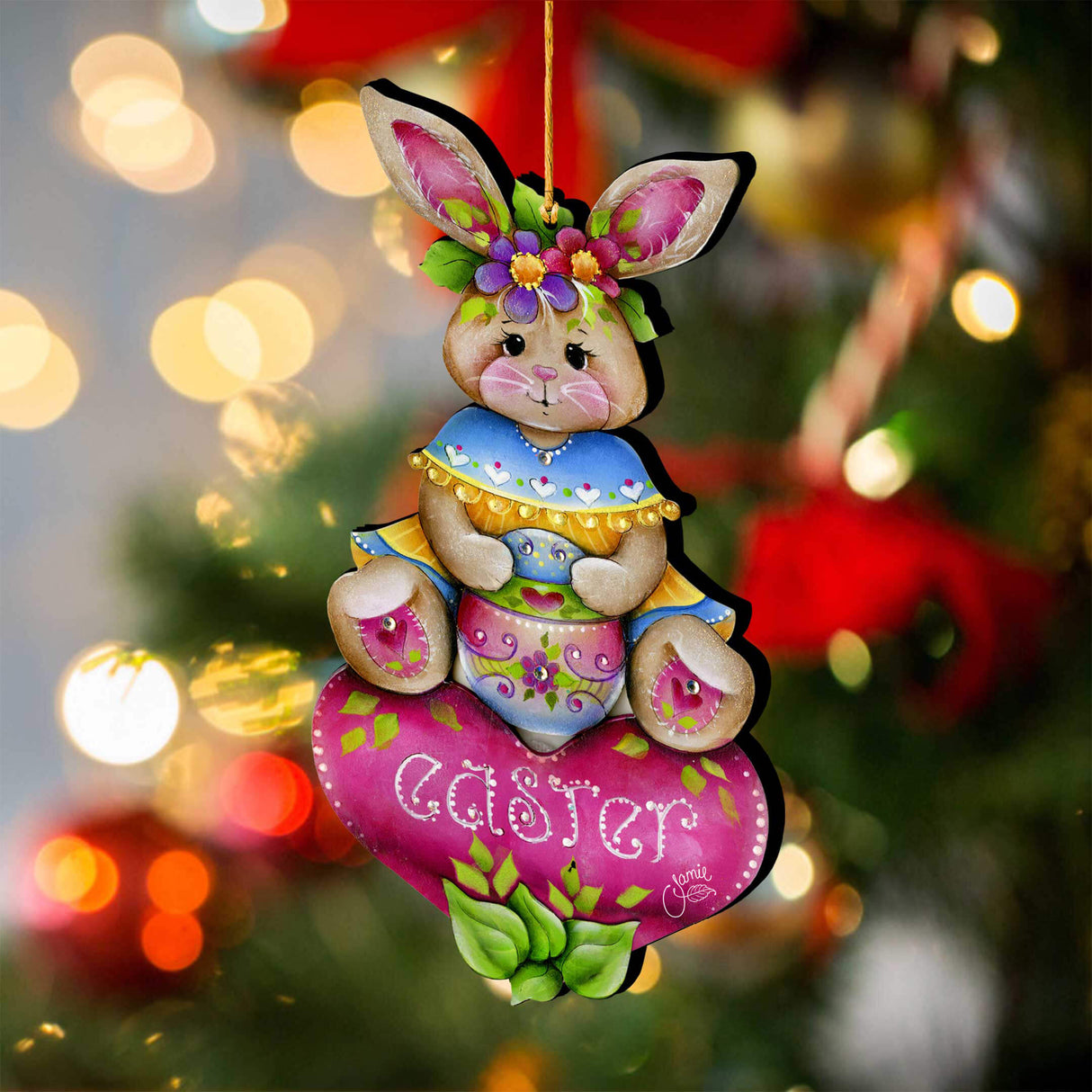 Easter Bunny Wooden Ornaments - Handcrafted Easter Decor - Bunny Art by Jamie Mills-Price - 8652826