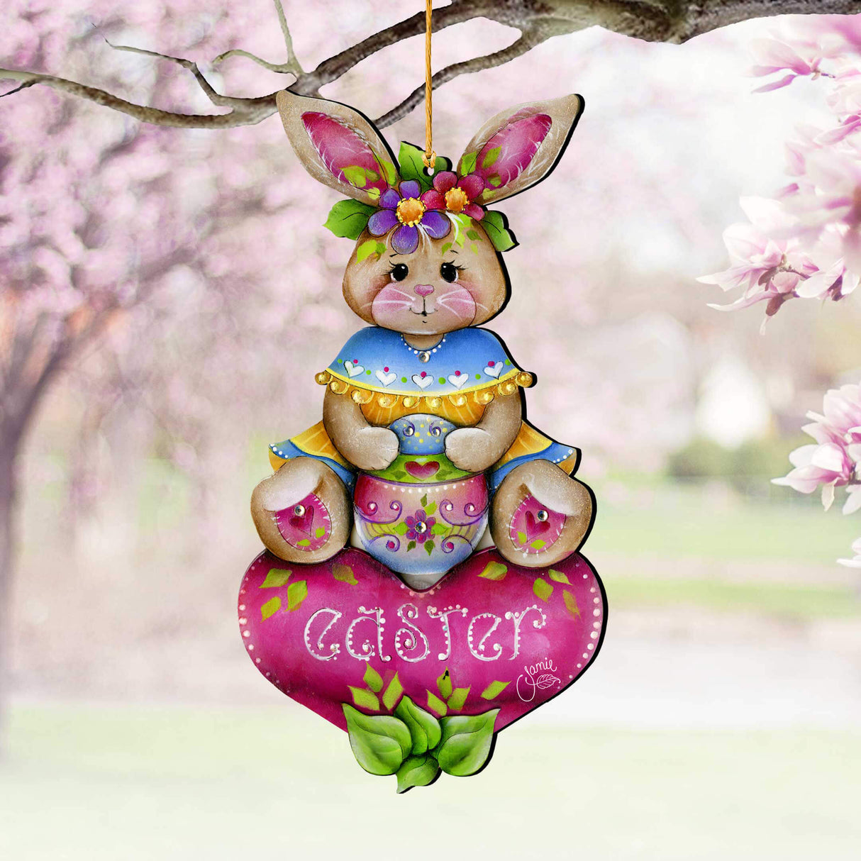 Easter Bunny Wooden Ornaments - Handcrafted Easter Decor - Bunny Art by Jamie Mills-Price - 8652826