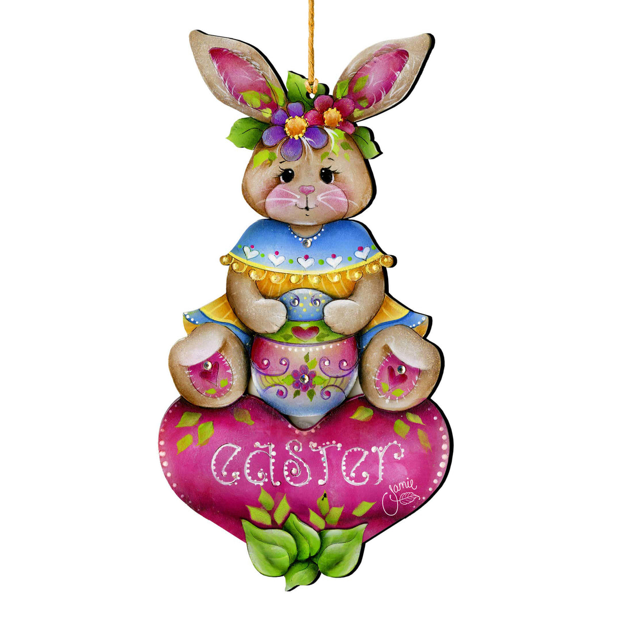 Easter Bunny Wooden Ornaments - Handcrafted Easter Decor - Bunny Art by Jamie Mills-Price - 8652826