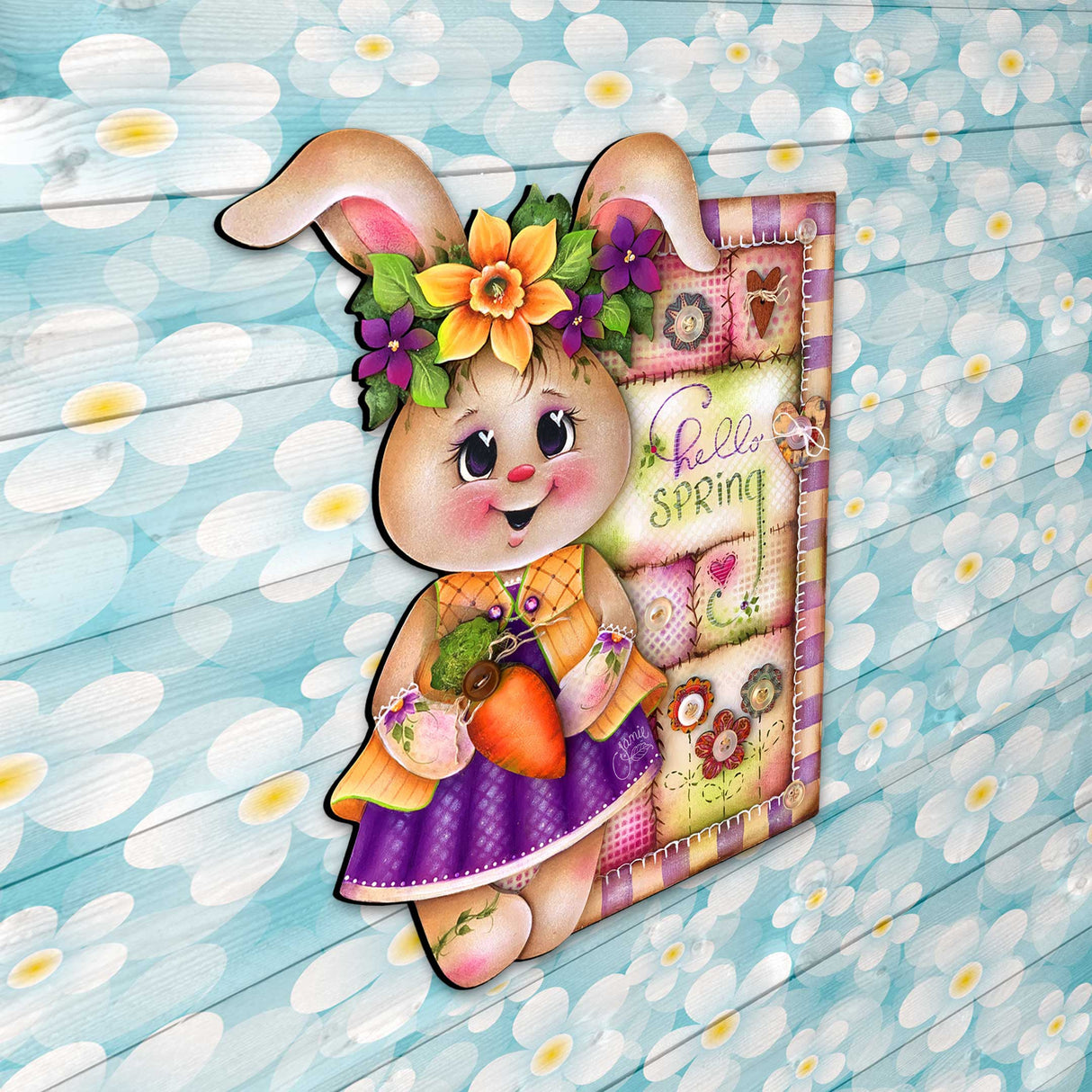 Handcrafted Spring Bunny Front Door Decor – Spring Home Decor - Rustic Easter Door Hanger by J. Mills-Price - 8652827H