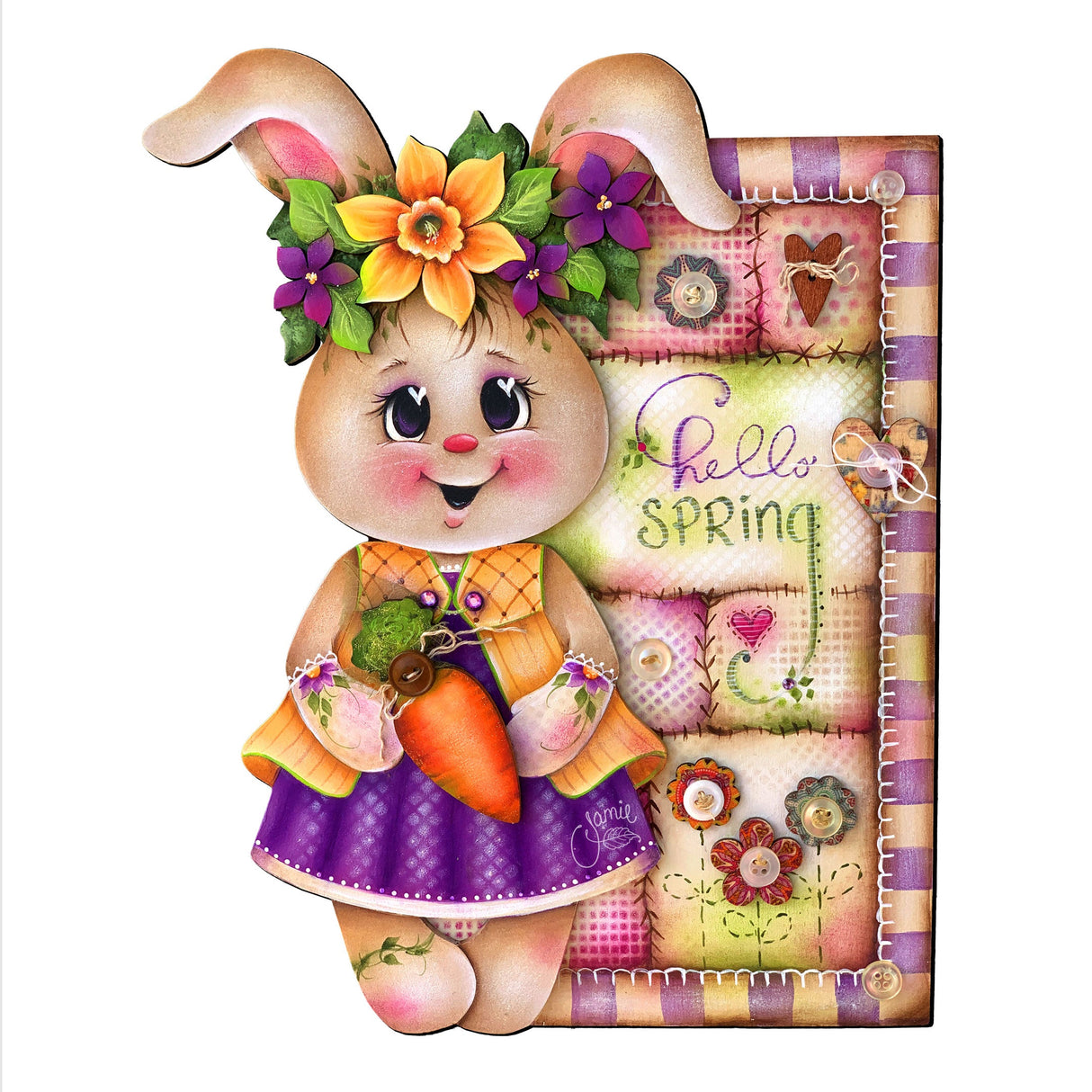 Handcrafted Spring Bunny Front Door Decor – Spring Home Decor - Rustic Easter Door Hanger by J. Mills-Price - 8652827H