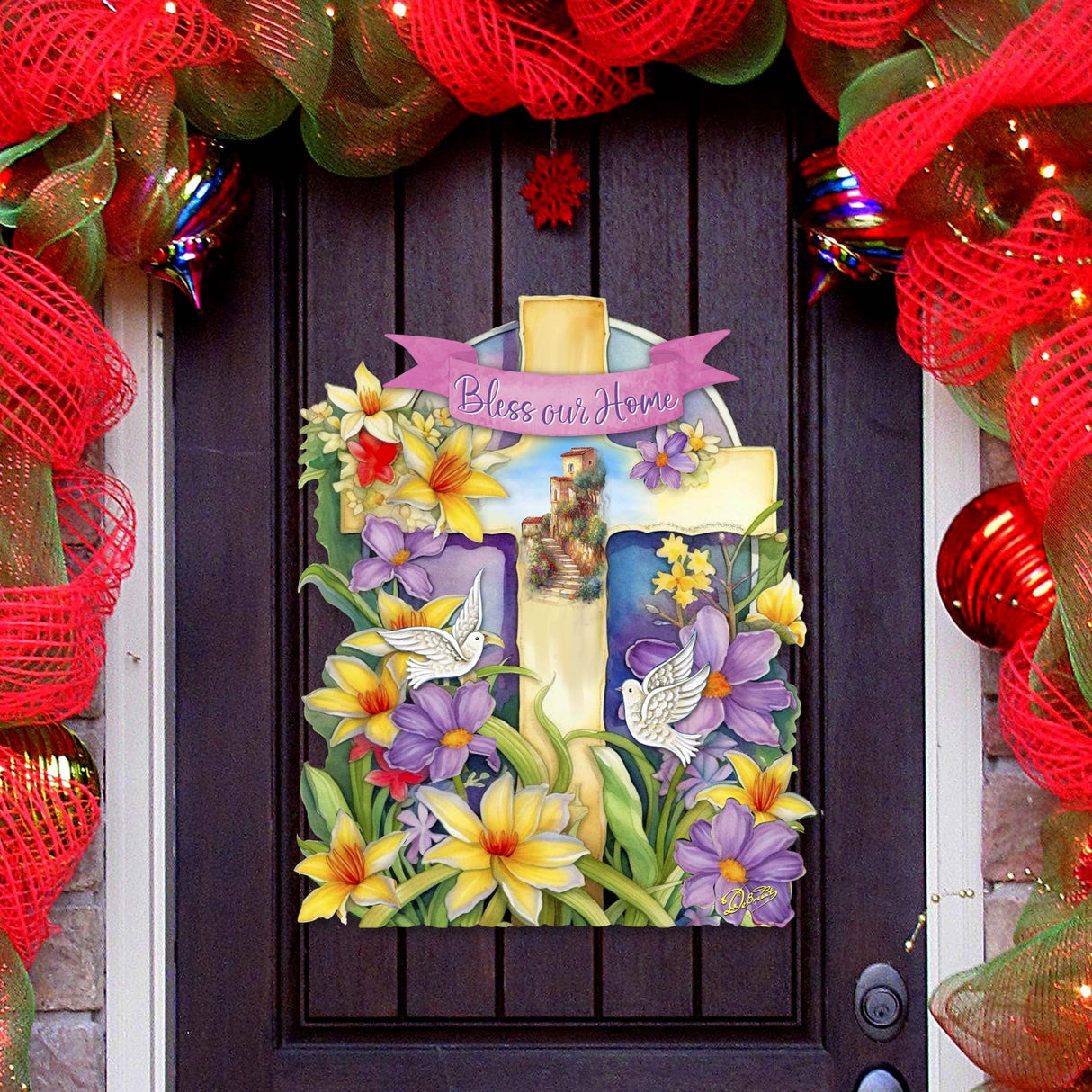 Bless Our Home Cross Holiday Door Décor by G. Debrekht - Easter Spring Décor - 8688161H