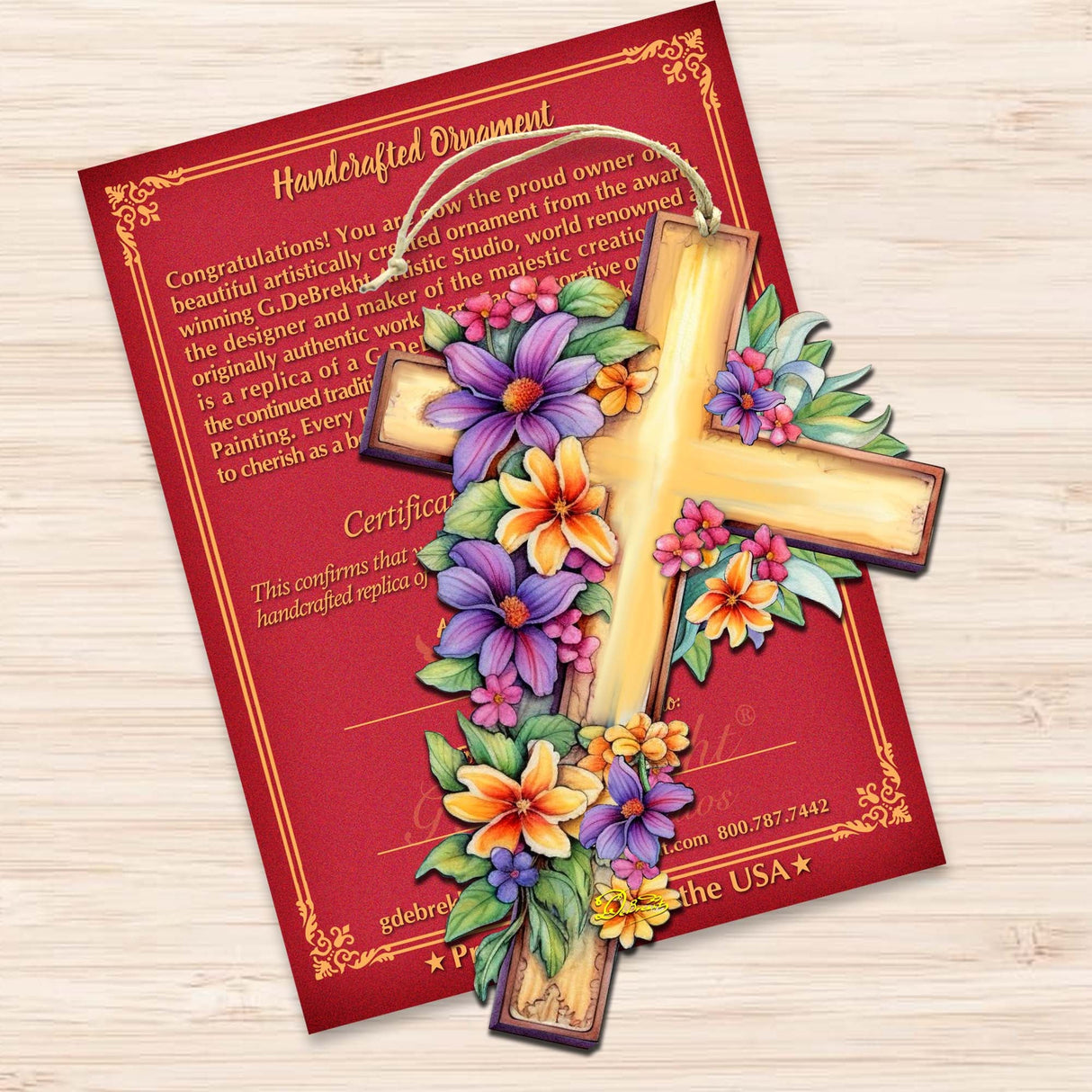 Garden Serenity Cross Wooden Ornaments by G. DeBrekht Easter Spring Décor - 8688168