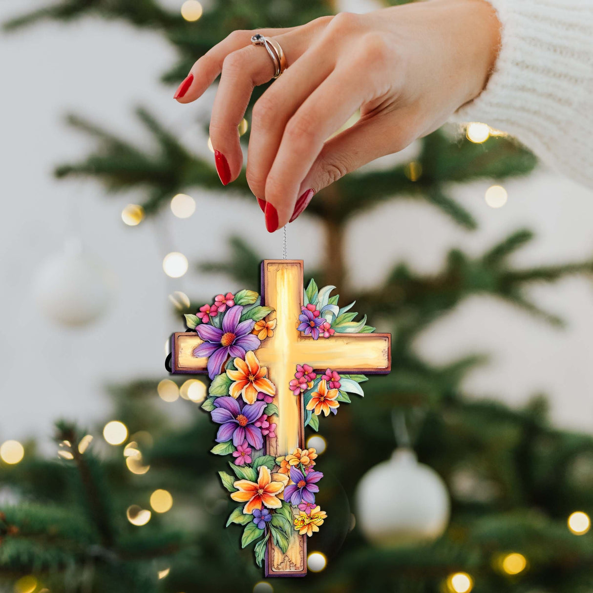 Garden Serenity Cross Wooden Ornaments by G. DeBrekht Easter Spring Décor - 8688168