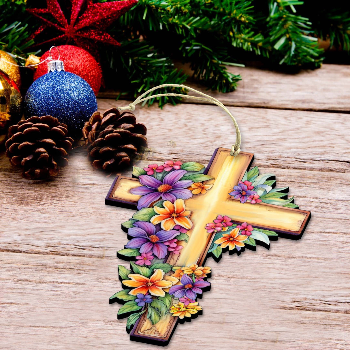 Garden Serenity Cross Wooden Ornaments by G. DeBrekht Easter Spring Décor - 8688168