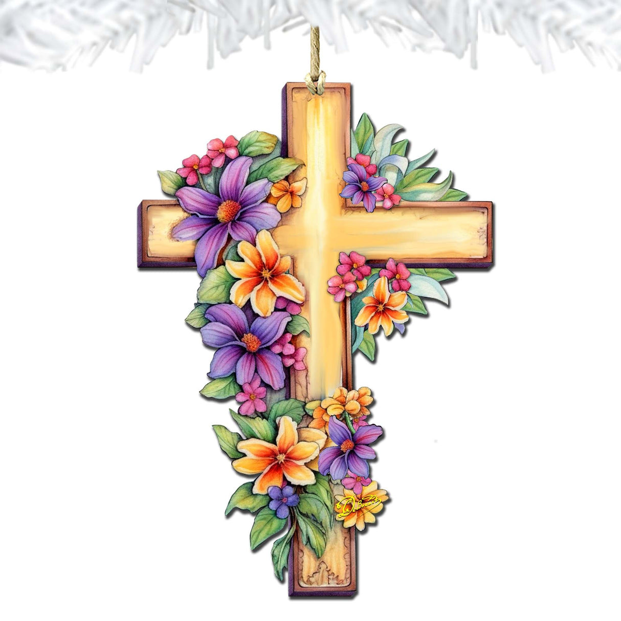 Garden Serenity Cross Wooden Ornaments by G. DeBrekht Easter Spring Décor - 8688168