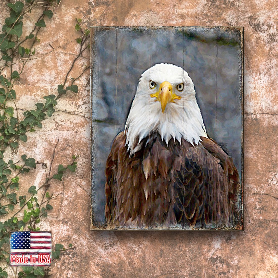 Eagle Portrait Art Wooden Wall Art by Nature Wonders - Nature Wildlife Decor - 95296B