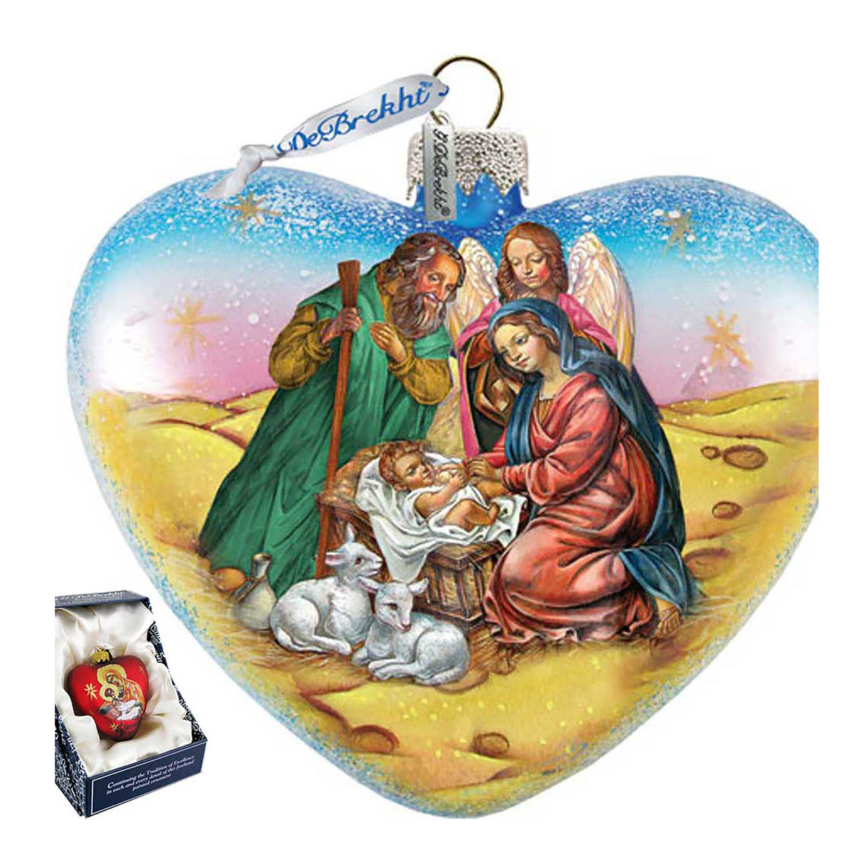 Nativity Heart Glass Ornament by G. DeBrekht - Nativity Holiday Decor - 753-081