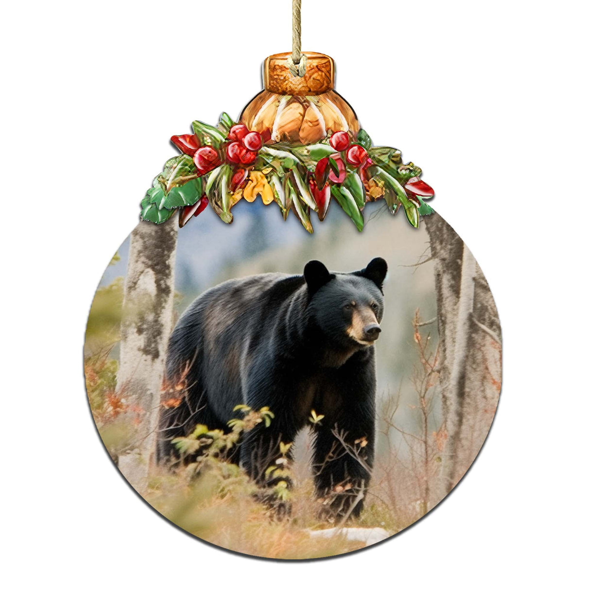 Adornos de madera de la aventura del oso negro de Alaska de G.Debrekht - Decoración navideña de vida silvestre - 870033
