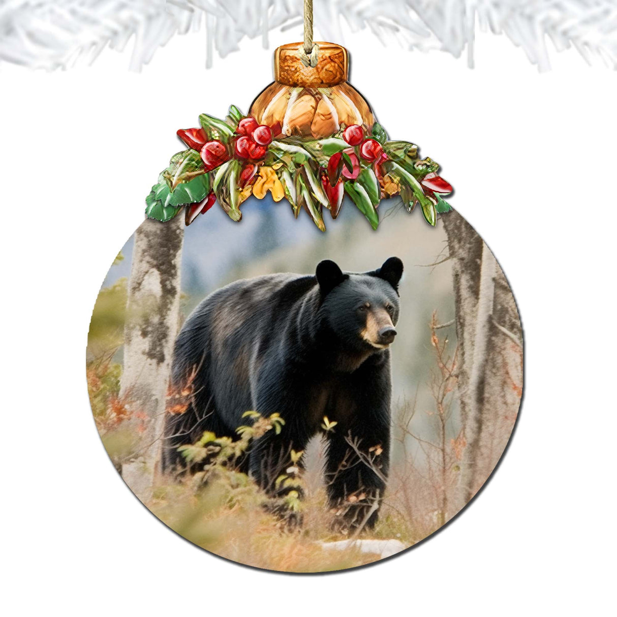 Adornos de madera de la aventura del oso negro de Alaska de G.Debrekht - Decoración navideña de vida silvestre - 870033